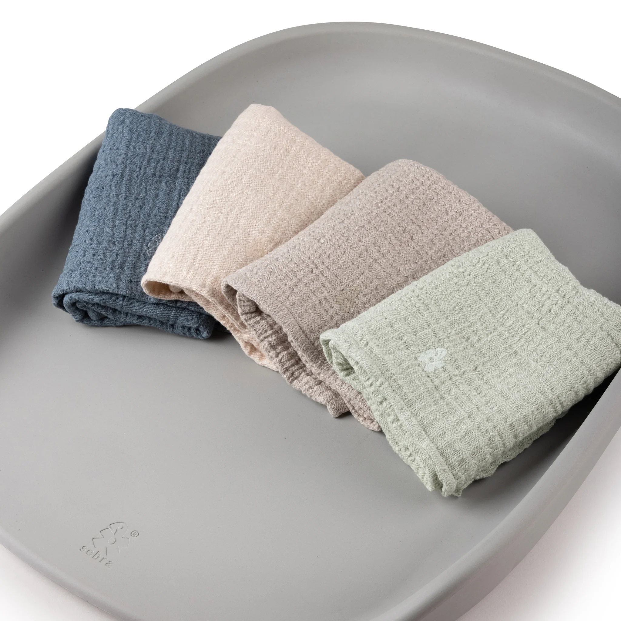 Musselin Pusleunderlag 2 stk. - Sebra Care - Mist green - Image 5