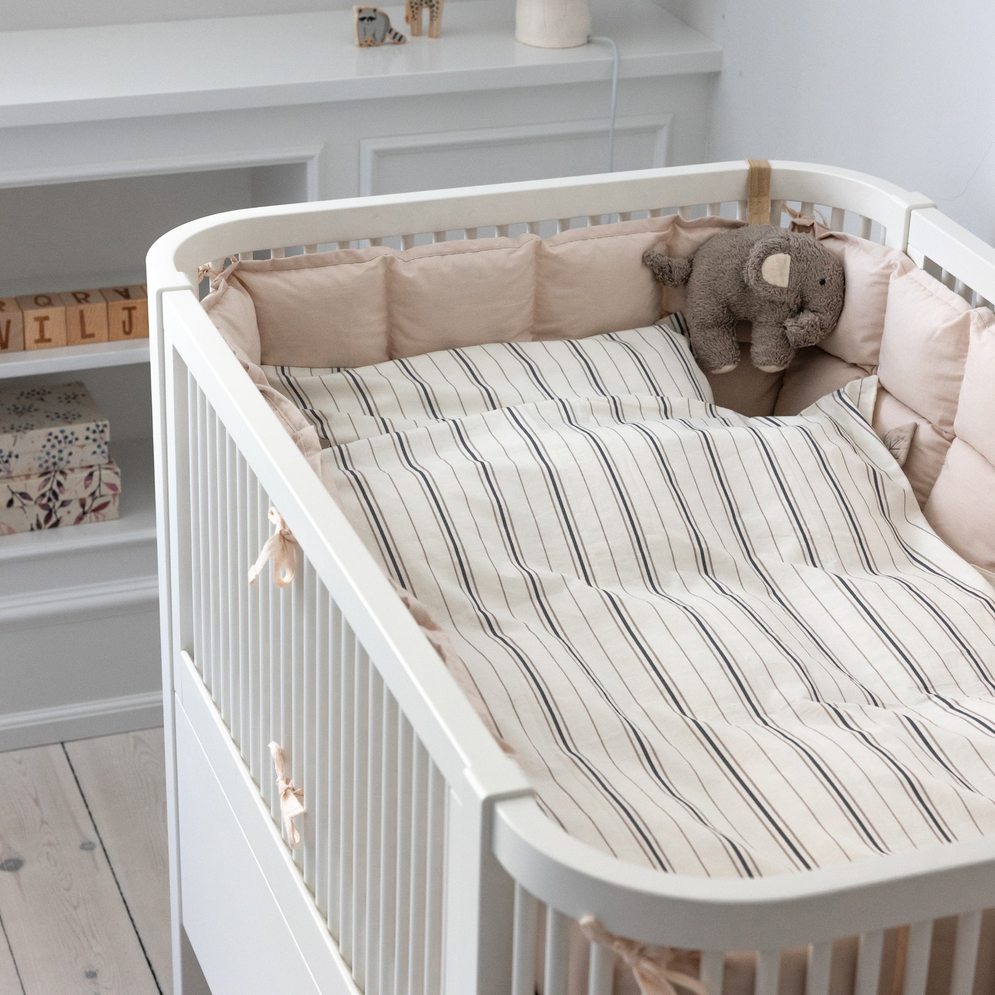 Percale Baby Sengetøj - Sebra Sleep - Cream stripe - Image 3