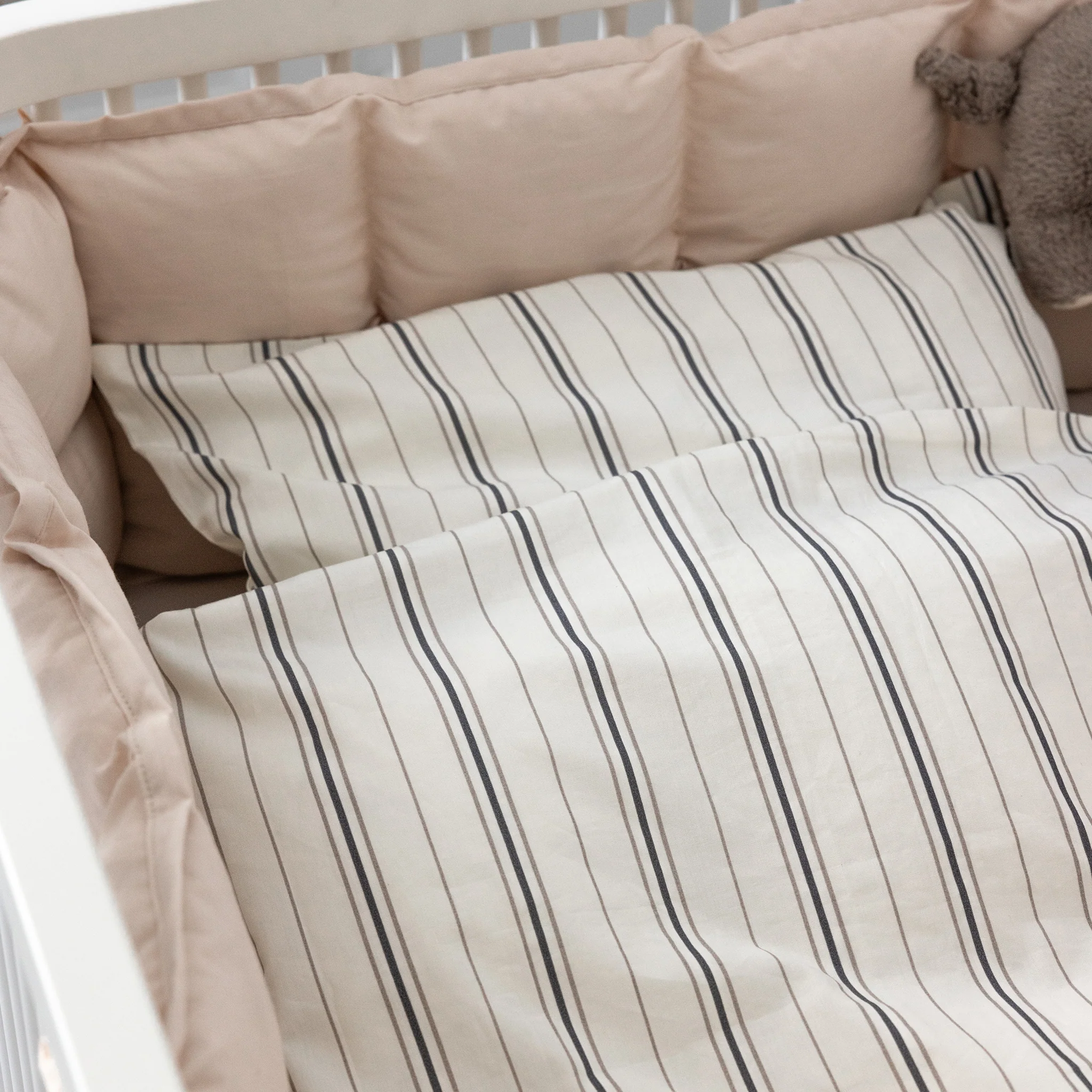 Percale Baby Sengetøj - Sebra Sleep - Cream stripe - Image 4