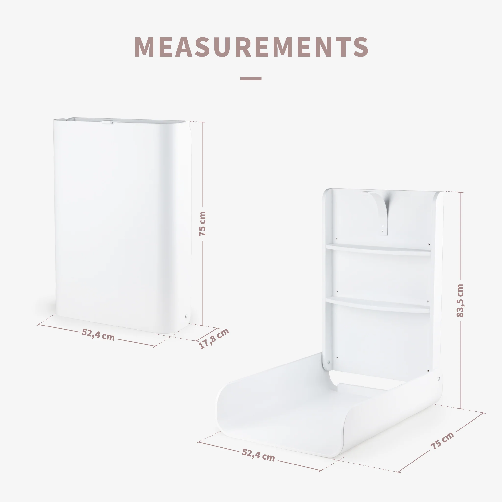 Væghængt puslebord - Sebra Care - Classic White - Image 5